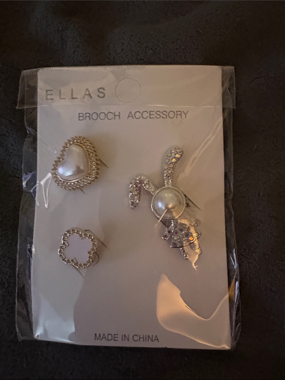 3 PC - Ella Silver and White Pearl Decorative Brooch Set